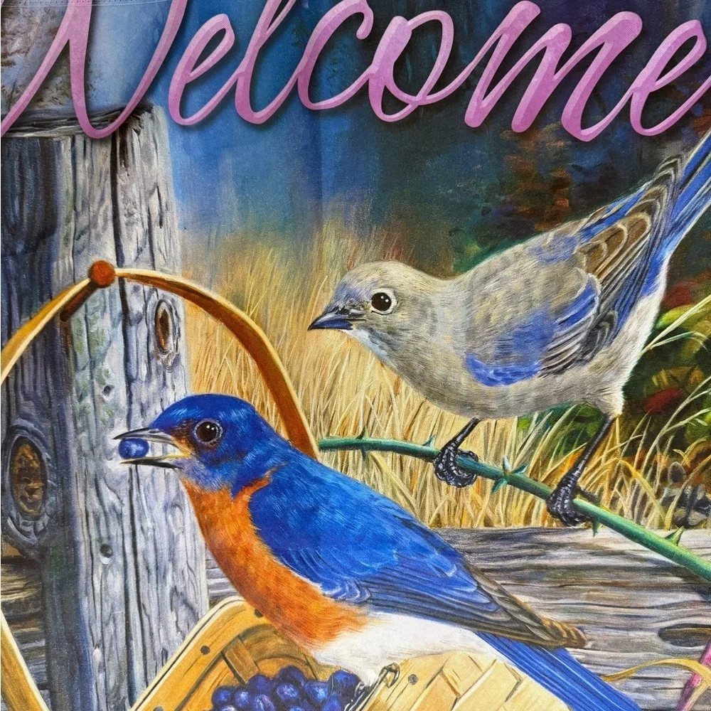 Welcome Bird and Basket Garden Flag